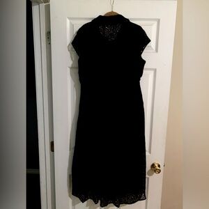 Black eyelet button up dress.